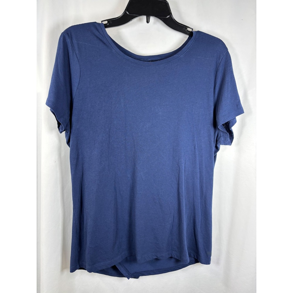 Victoria Sport Women Blue Open Tulip Back Short Sleeve Activewear Tee XL